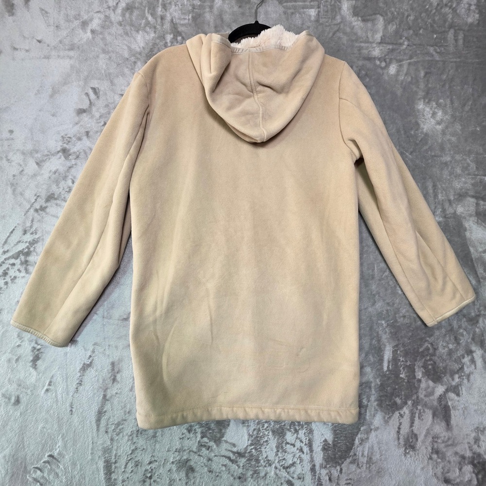 Uniqlo Pile Lined Fleece Long Hoodie Jacket Beige Tan XS 241-400185 - Picture 3 of 8